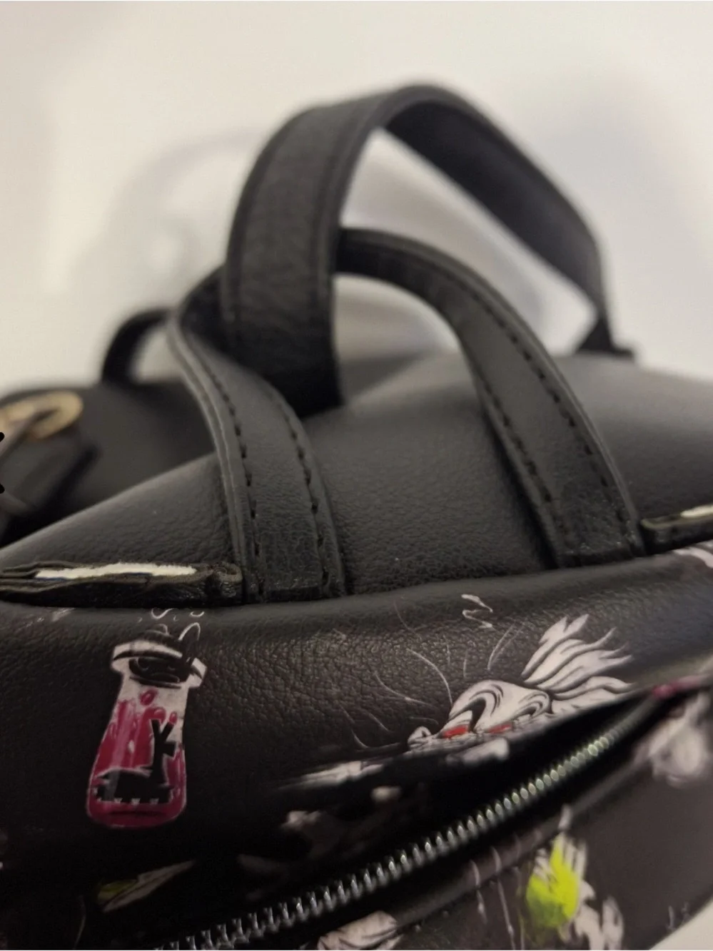 Loungefly Disney Villains Black Mini Backpack with Neon Accents